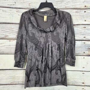 BKE Womens Floral Hooded Knit Top Medium